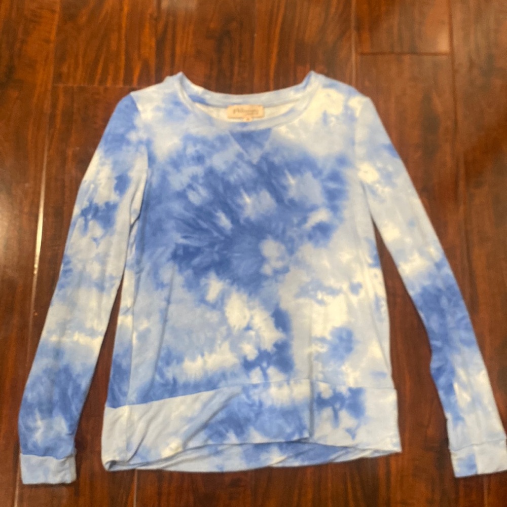 Blue Tie Dye Long Sleeve Shirt